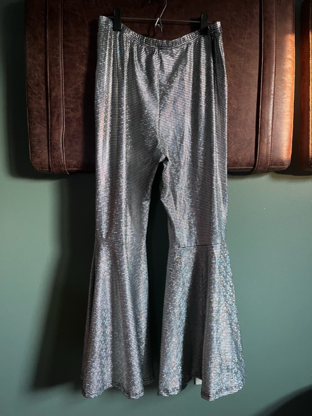 Silver Metallic Flare Pants